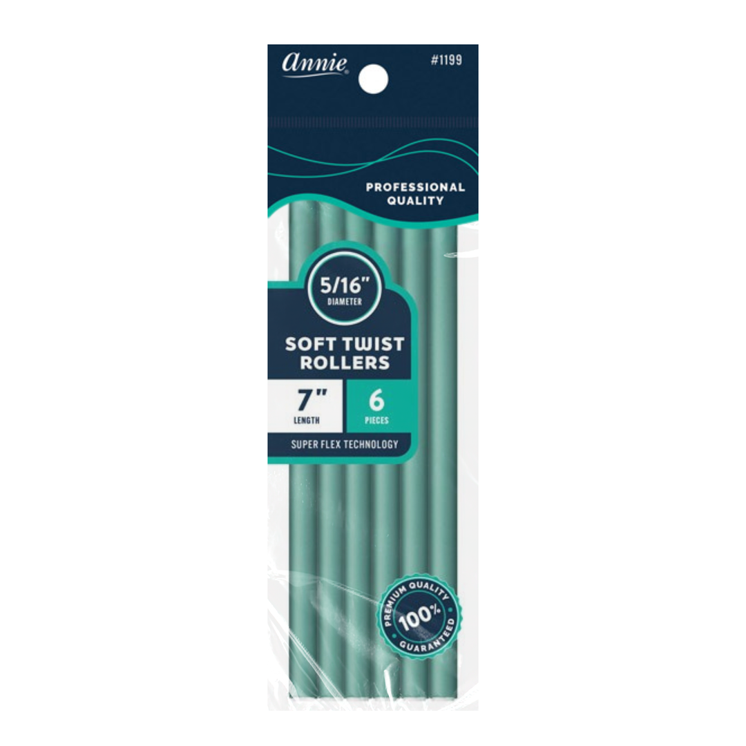 Annie Soft Twist Hair Rollers 5/16 Inch, 6 Count, Green