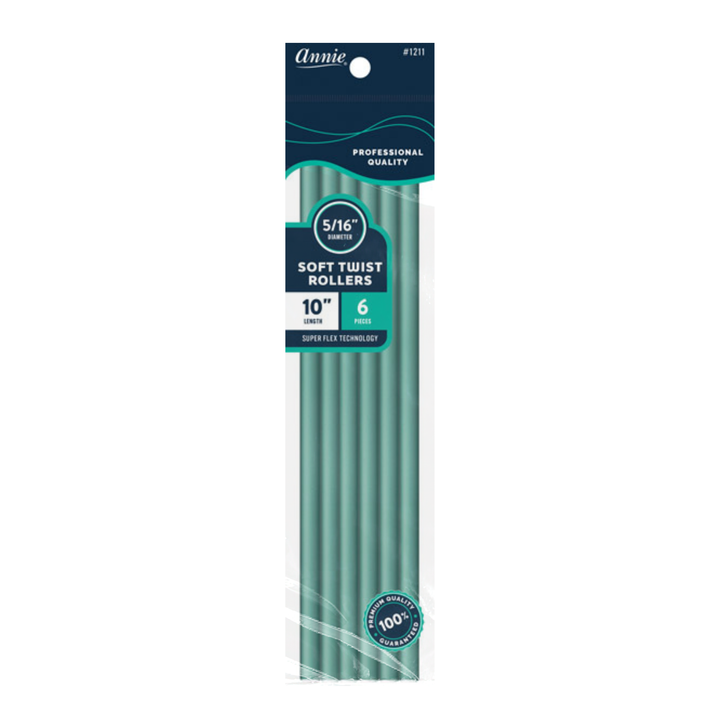 Annie Soft Twist Hair Rollers 5/16 Inch, 6 Count, Green