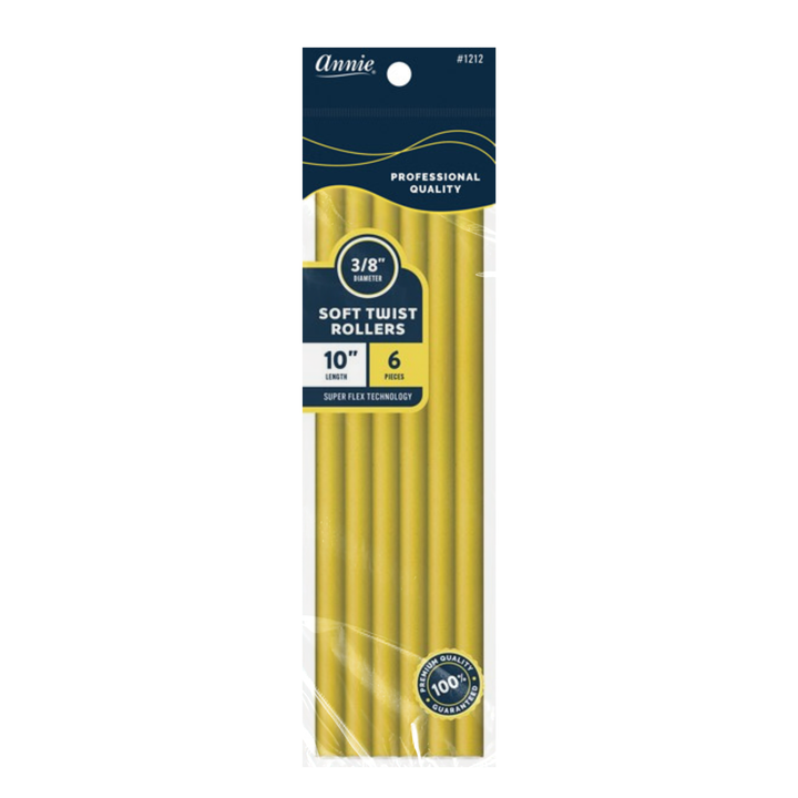 Annie Soft Twist Hair Rollers 3/8 Inch, 6 Count, Yellow
