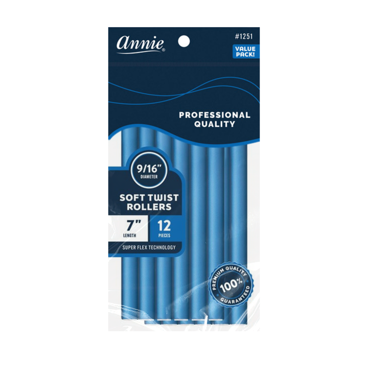 Annie Soft Twist Rollers 9/16 Inch, 12 Count Value Pack, Blue