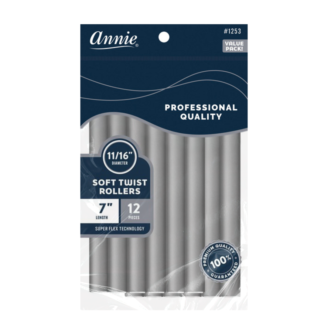 Annie Soft Twist Rollers 11/16 Inch, 12 Count Value Pack, Gray