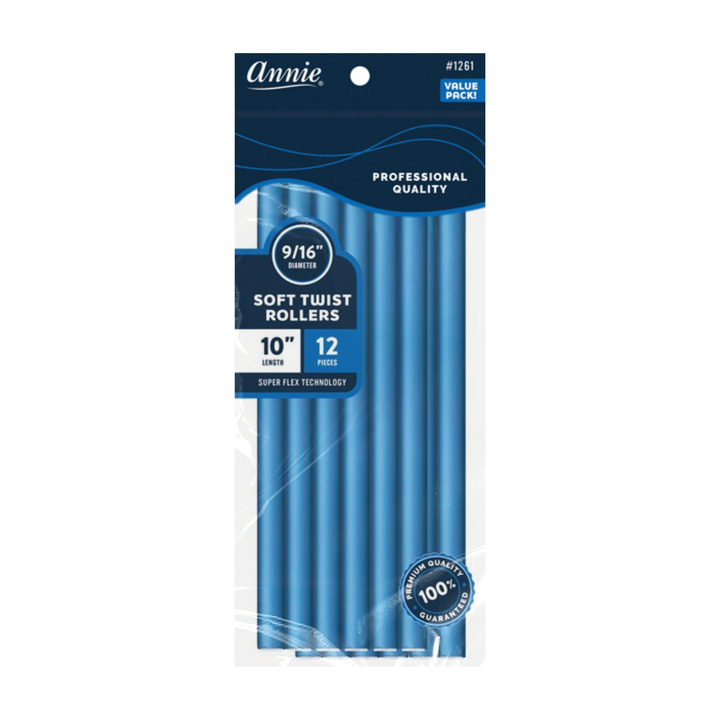 Annie Soft Twist Rollers 9/16 Inch, 12 Count Value Pack, Blue