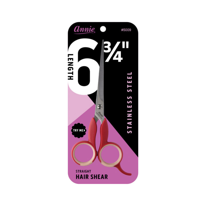 Annie Stainless Steel Hair Shears With Soft Grip 6.75 Inch, 1 Count, Assorted Colors