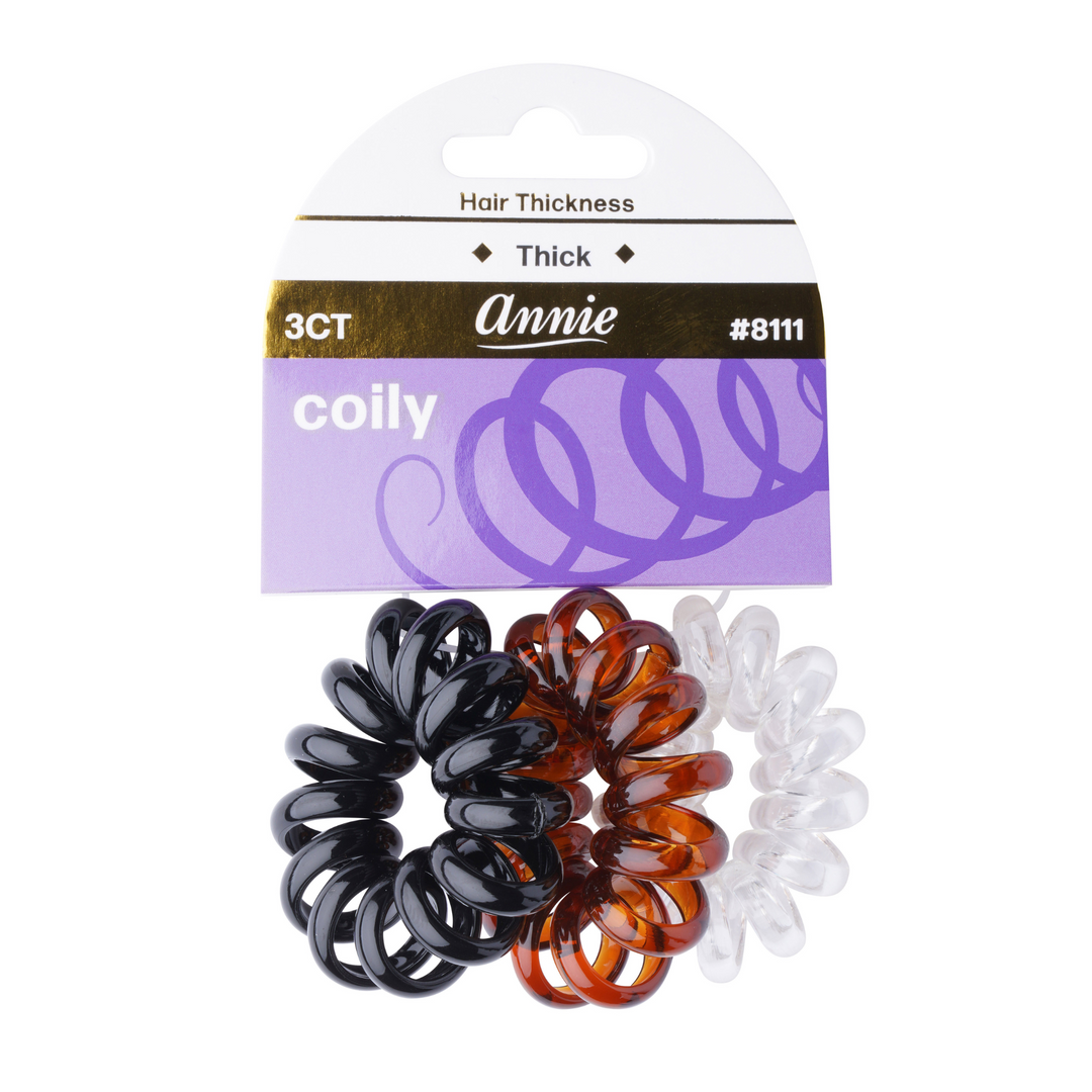 Annie Spiral Hair Ponytailers Large, 3 Count, Assorted Colors