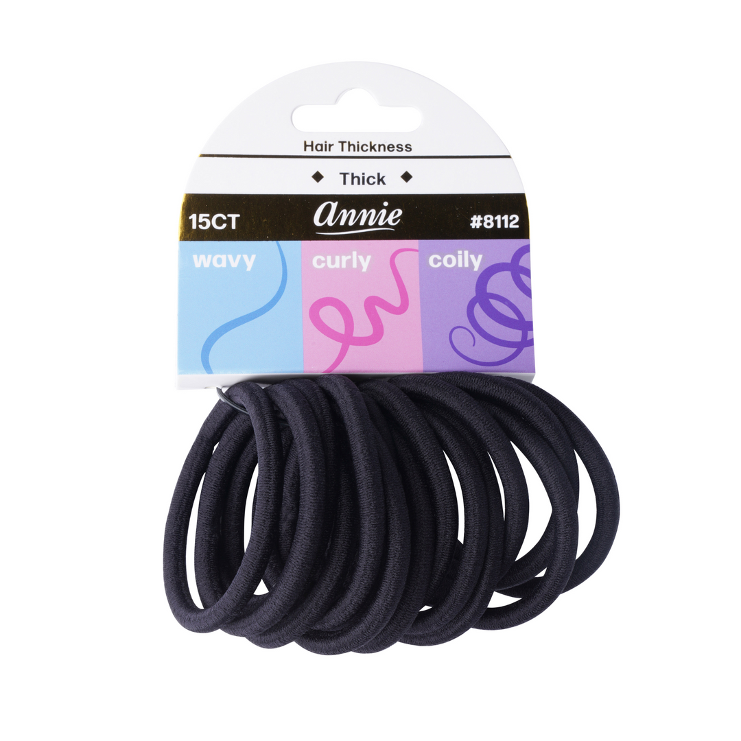 Annie Elastic Hair Ponytailers 5.5 Inch, 15 Count, Black
