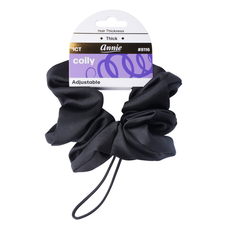 Annie Satin Adjustable Hair Scrunchie, 1 Count, Black