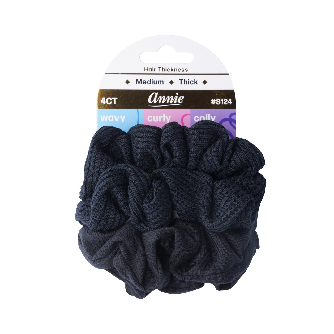 Annie Hair Scrunchie, 4 Count, Black