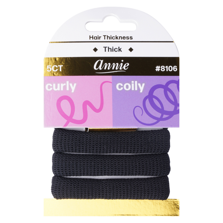 Annie Thick Hair Ponytailers, 5 Count, Black