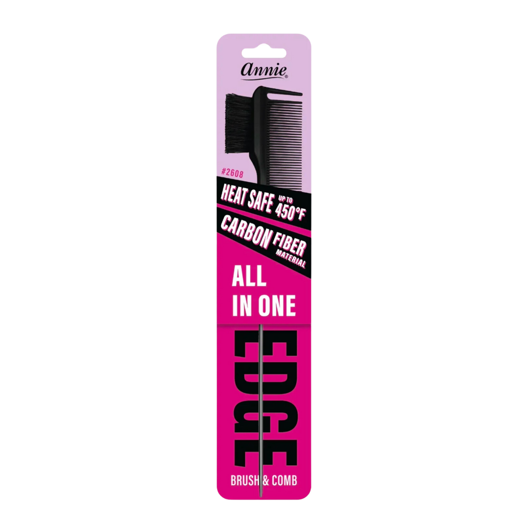Annie All In One Carbon Edge Brush & Comb, 1 Count, Black