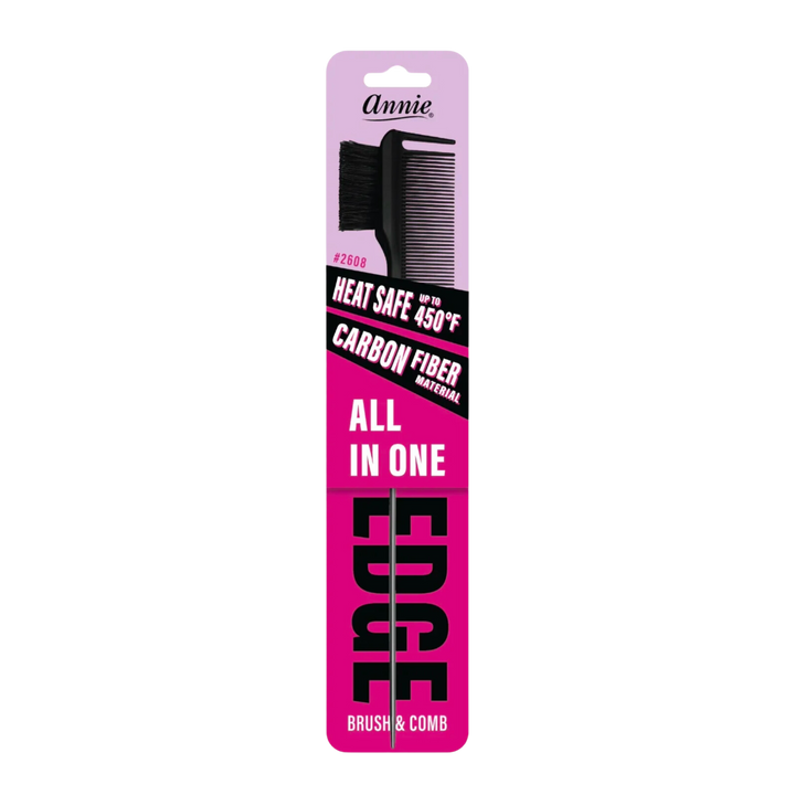 Annie All In One Carbon Edge Brush & Comb, 1 Count, Black