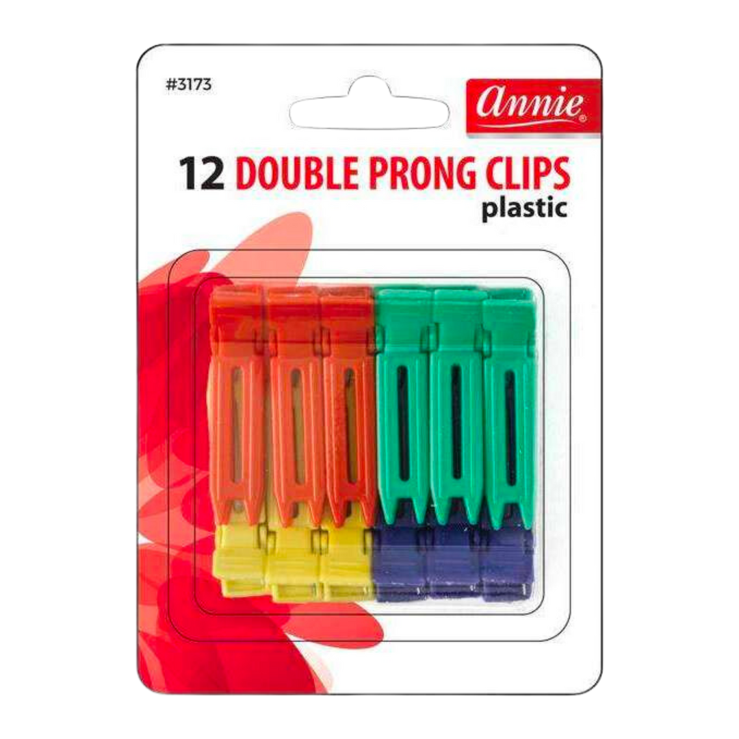 Annie Double Prong Metal Hair Clips, 12 Count, Assorted Colors