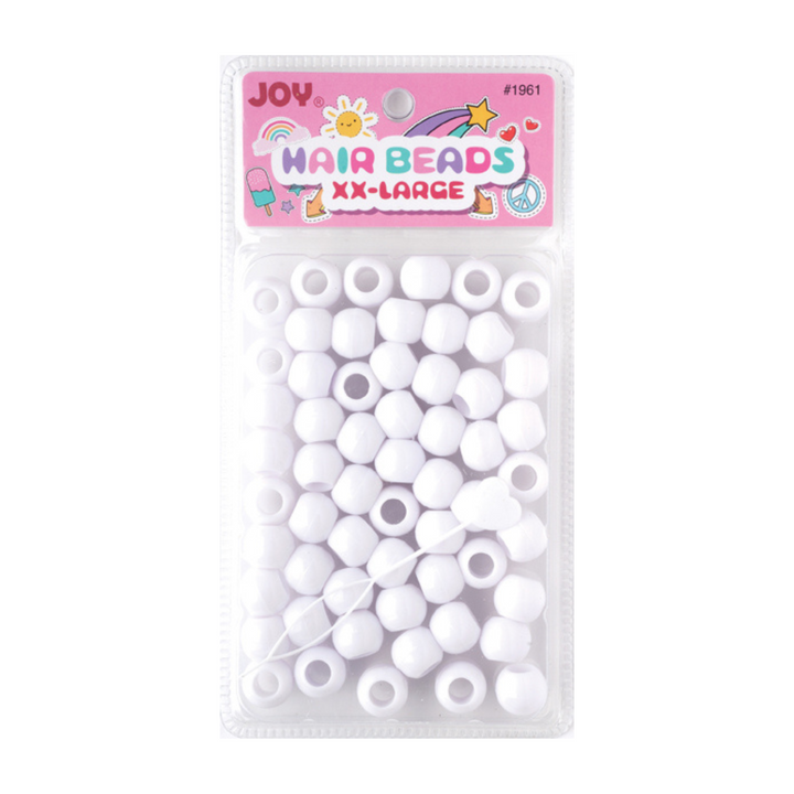 Joy Round Hair Beads XX-Large, 60 Count, White