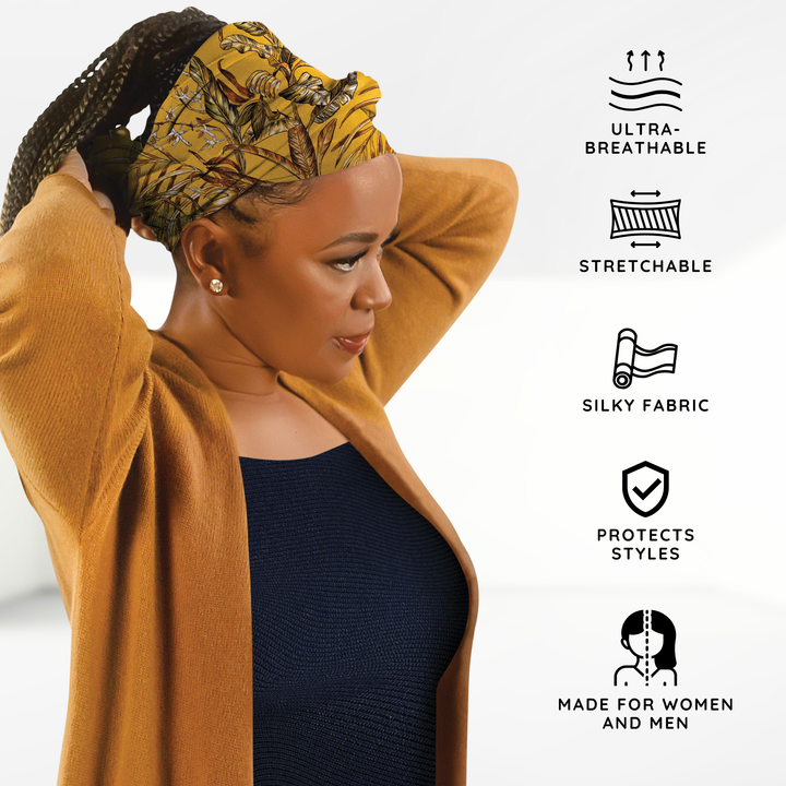 Broadus Collection Headwrap Scarf by Shante & Snoop Dogg, Golden Tropics