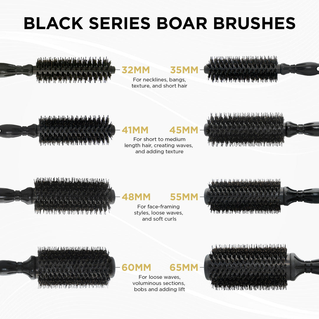 COCCO® Black Series Ceramic Boar Brush (Select Size)