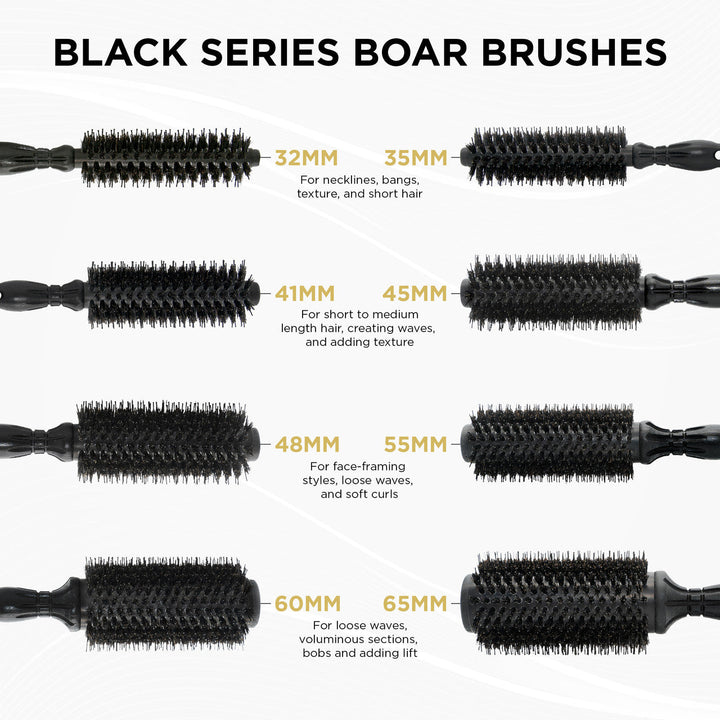 COCCO® Black Series Ceramic Boar Brush (Select Size)