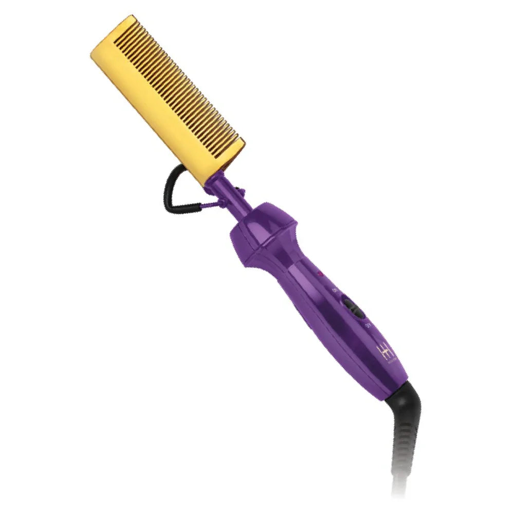 Hot & Hotter Electric Ceramic Pressing Comb, 1 Count, Purple & Gold