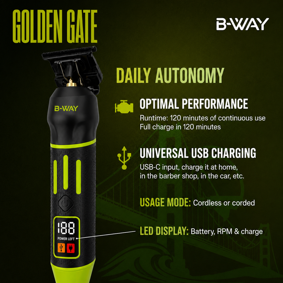 B-WAY Golden Gate Professional Cordless Trimmer – 7,000 RPM