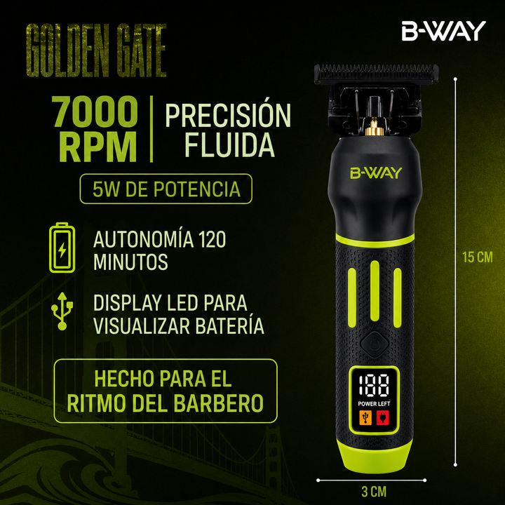 B-WAY Professional Barber Kit – Cordless Hair Clipper & Trimmer Set – Faster Clipper + Golden Gate Precision Trimmer for Fades, Haircuts, Edge-Ups, Beard Detailing & Outlining