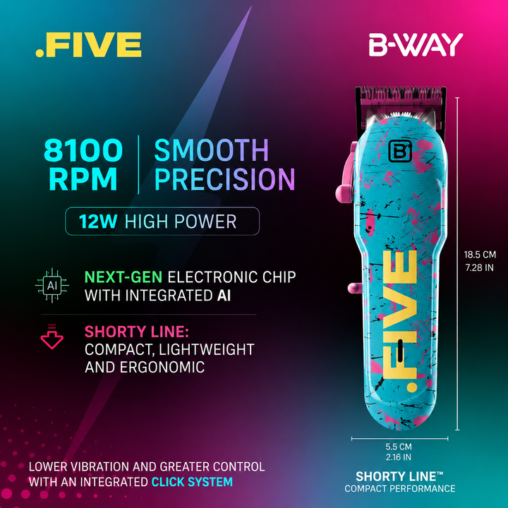 B-WAY Professional Barber Kit – Cordless Hair Clipper, Trimmer & Foil Shaver Set – New Five Clipper, DOT 1 Detail Trimmer & Zero Shaver for Fades, Haircuts, Detailing & Finishing