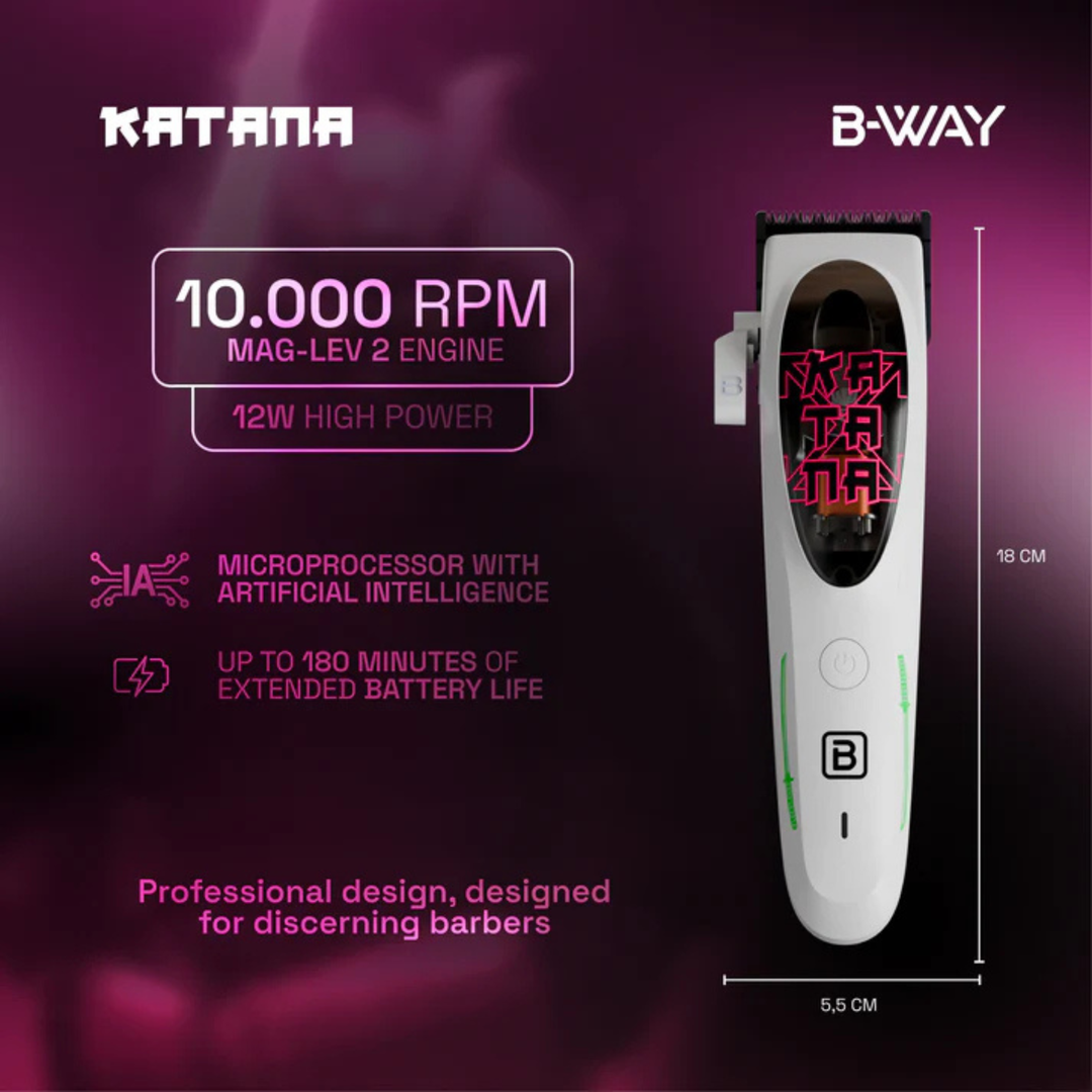 B‑WAY Katana Clipper & CUTZ White Trimmer – 2‑Piece Barber Set