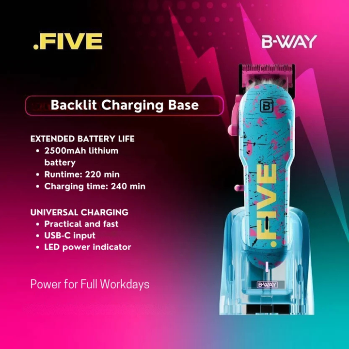 B‑WAY New Five Clipper & DOT1 Trimmer – 2‑Piece Barber Set