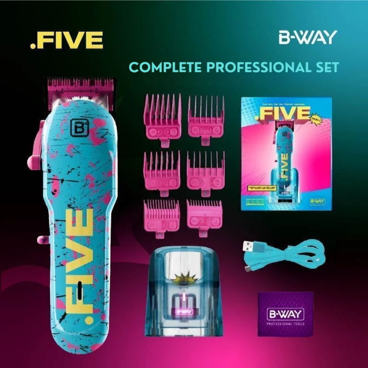 B-WAY Professional Barber Kit – Cordless Hair Clipper, Trimmer & Foil Shaver Set – New Five Clipper, DOT 1 Detail Trimmer & Zero Shaver for Fades, Haircuts, Detailing & Finishing