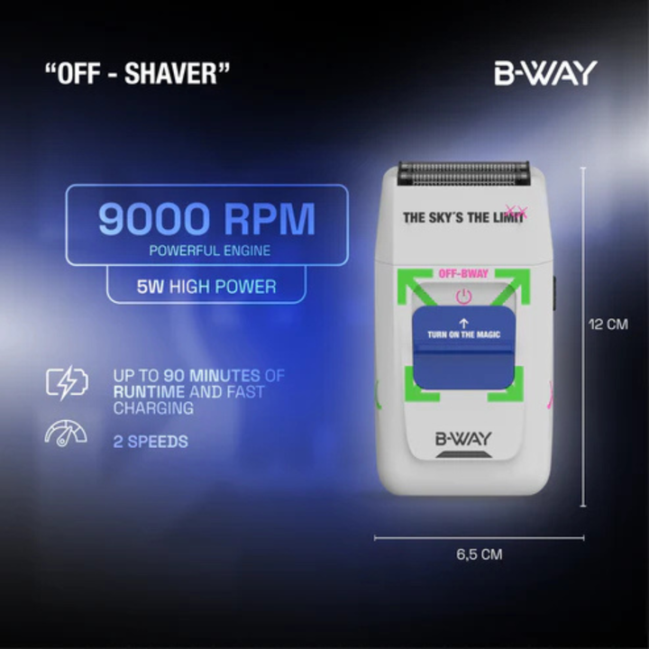 B-WAY Professional Barber Kit – Cordless Hair Clipper, Trimmer & Foil Shaver Set – Urban New Clipper, CUTZ White Detail Trimmer & OFF White Shaver for Fades, Haircuts & Finishing