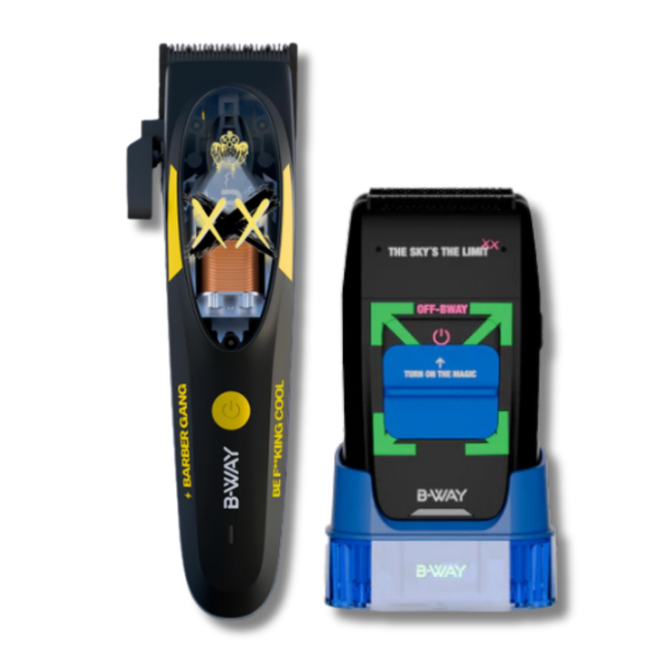 B‑WAY B10K Clipper & OFF Black Shaver – 2‑Piece Barber Set