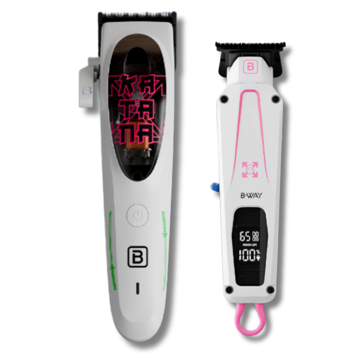 B‑WAY Katana Clipper & CUTZ White Trimmer – 2‑Piece Barber Set