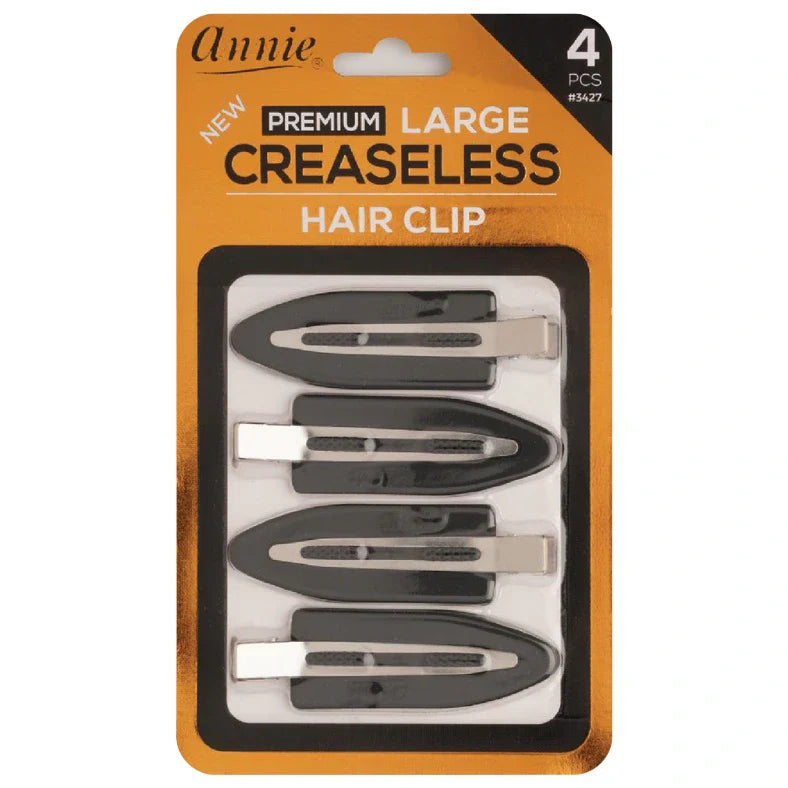 Annie Premium Creaseless Hair Clips Large, 4 Count, Black