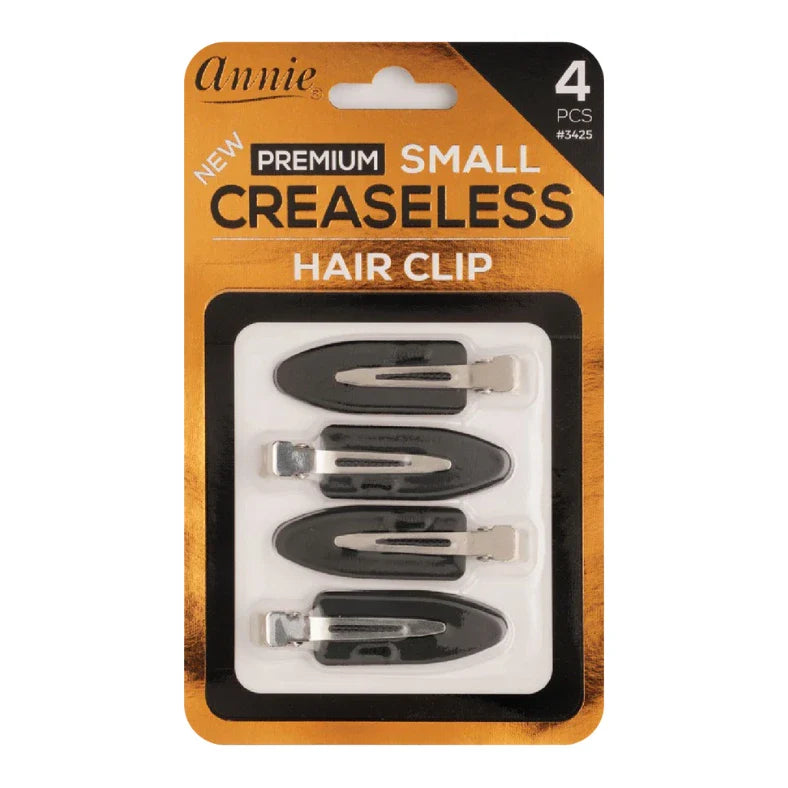 Annie Premium Creaseless Hair Clips Small, 4 Count, Black