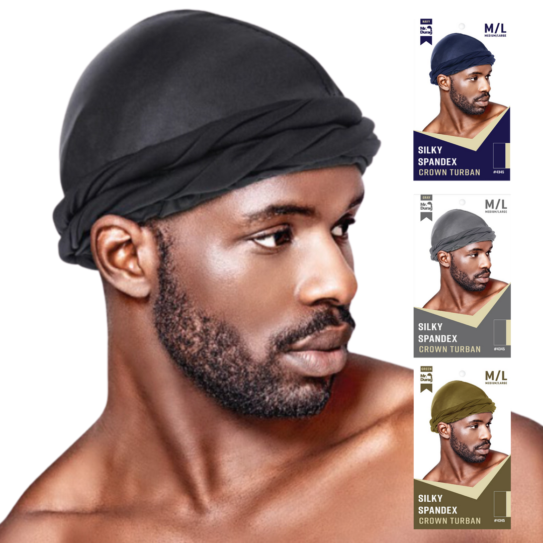 Mr. Durag Silky Spandex Crown Turban, 1 Count, Assorted Colors