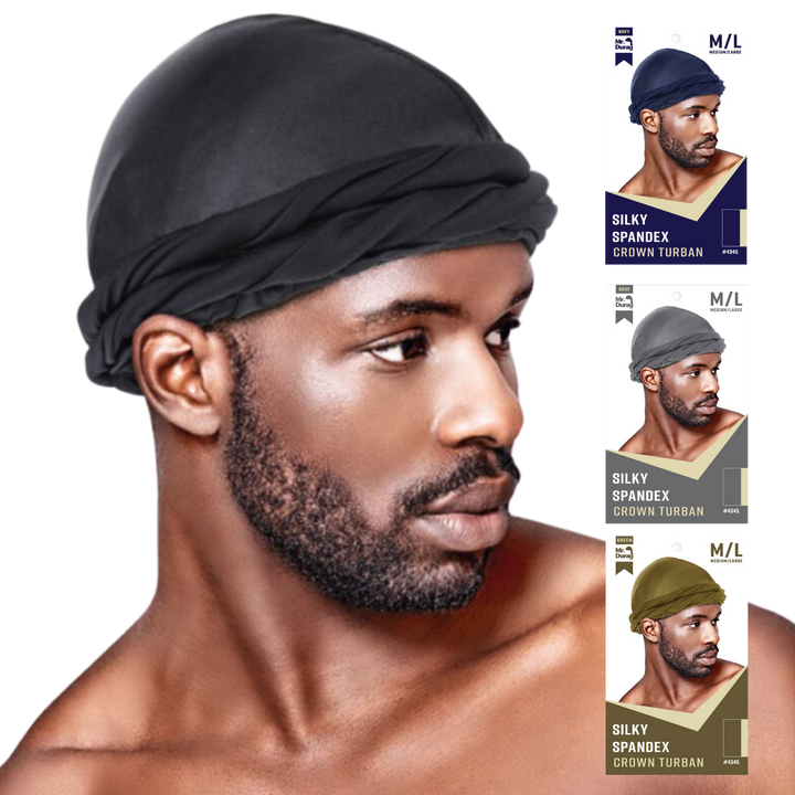 Mr. Durag Silky Spandex Crown Turban, 1 Count, Assorted Colors
