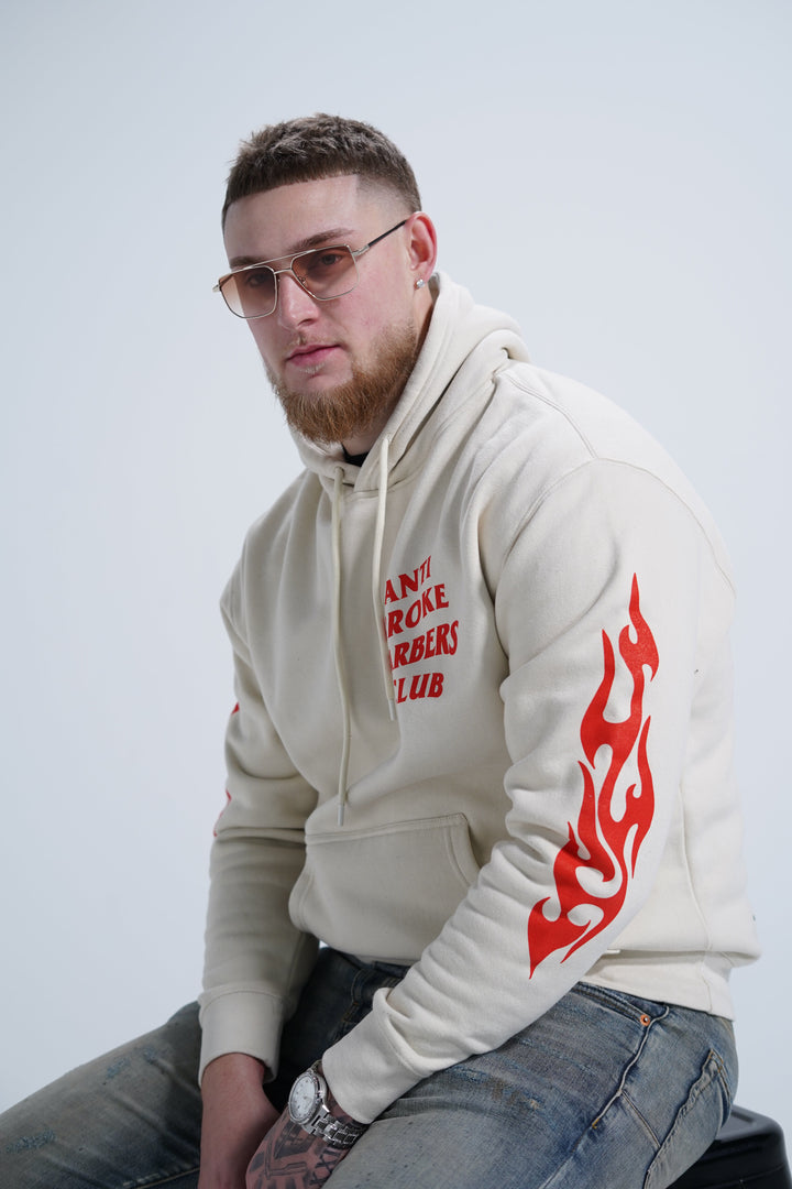 Sudadera clásica con capucha Flames - Blanco roto 