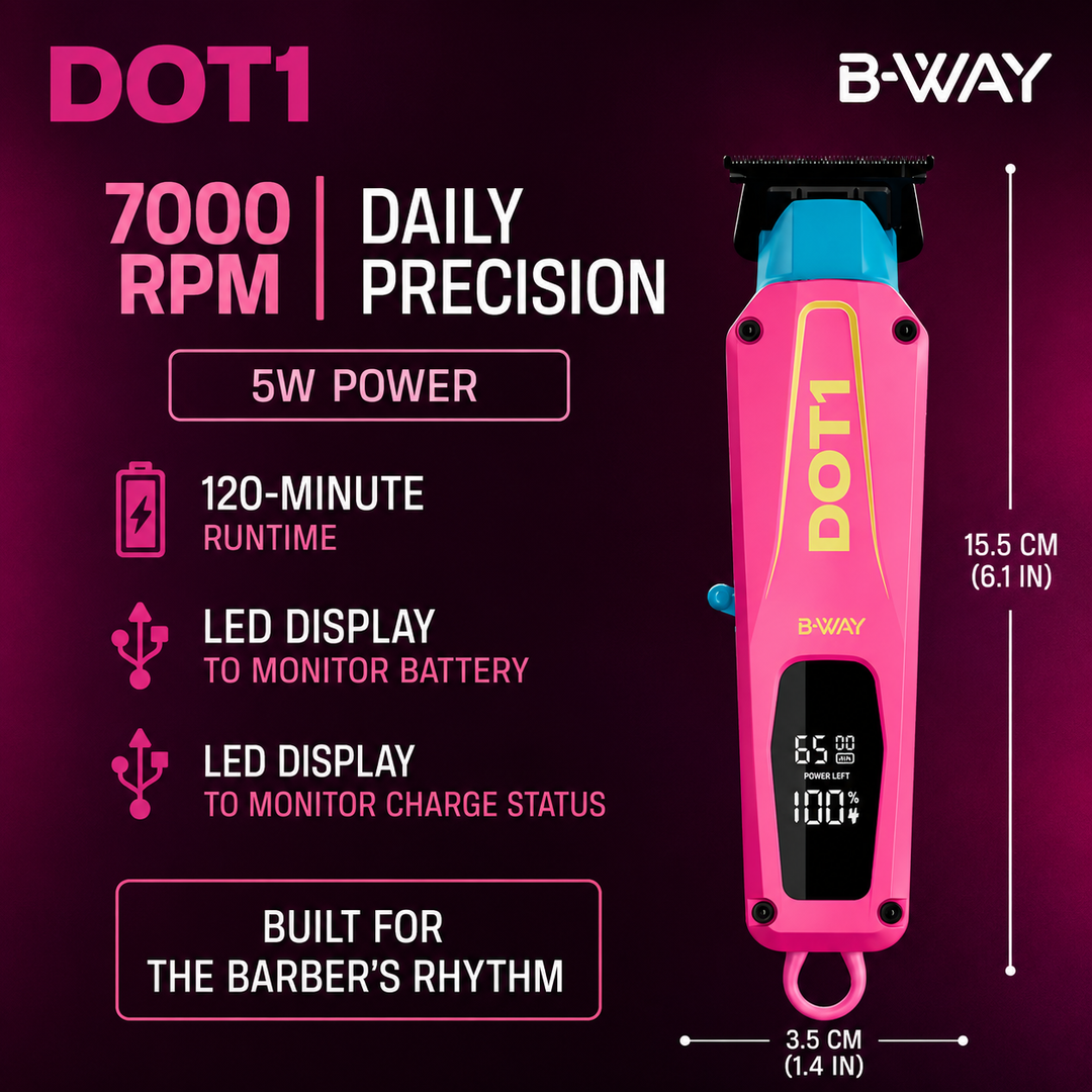 B-WAY Professional Barber Kit – Cordless Hair Clipper, Trimmer & Foil Shaver Set – New Five Clipper, DOT 1 Detail Trimmer & Zero Shaver for Fades, Haircuts, Detailing & Finishing