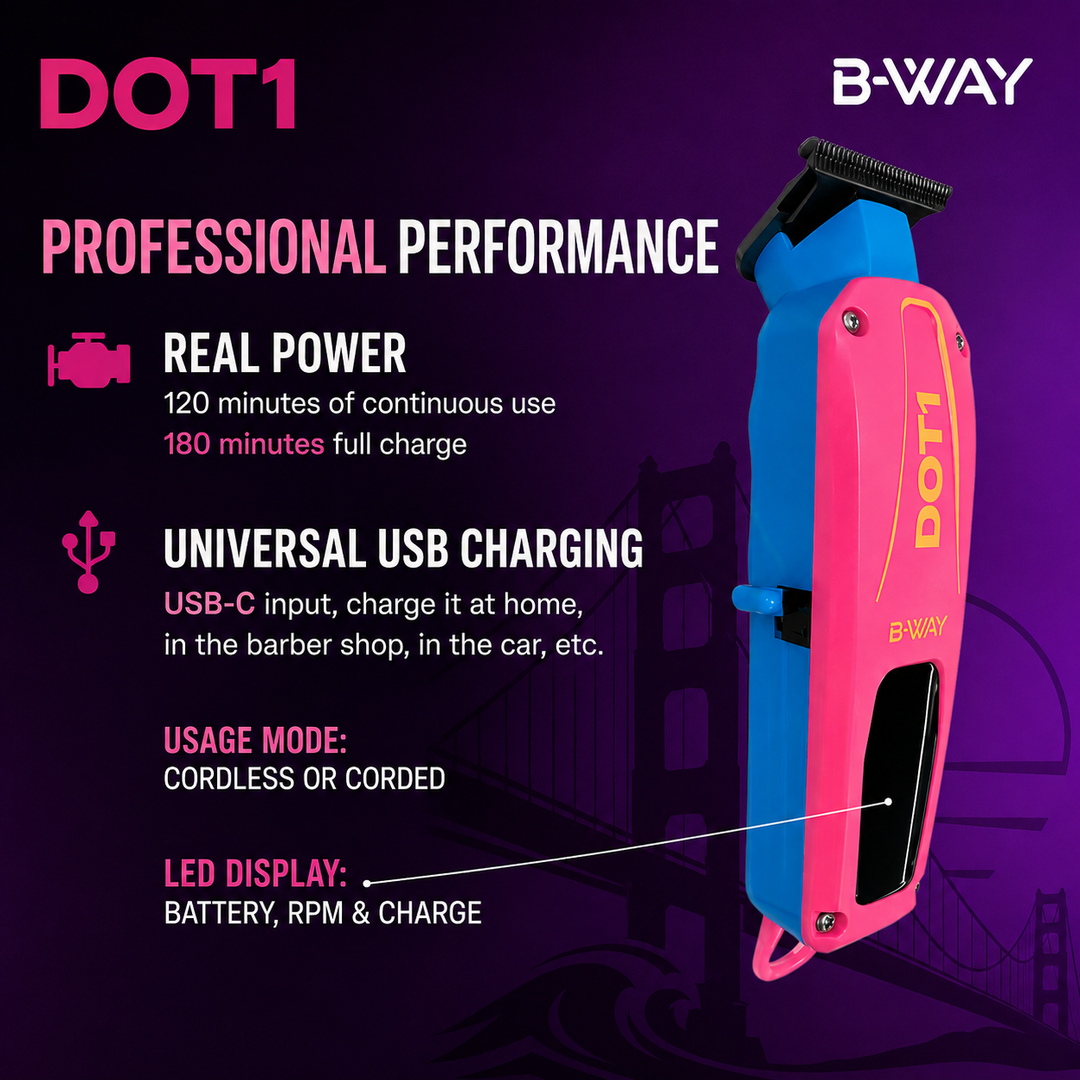 B-WAY Professional Barber Kit – Cordless Hair Clipper, Trimmer & Foil Shaver Set – New Five Clipper, DOT 1 Detail Trimmer & Zero Shaver for Fades, Haircuts, Detailing & Finishing