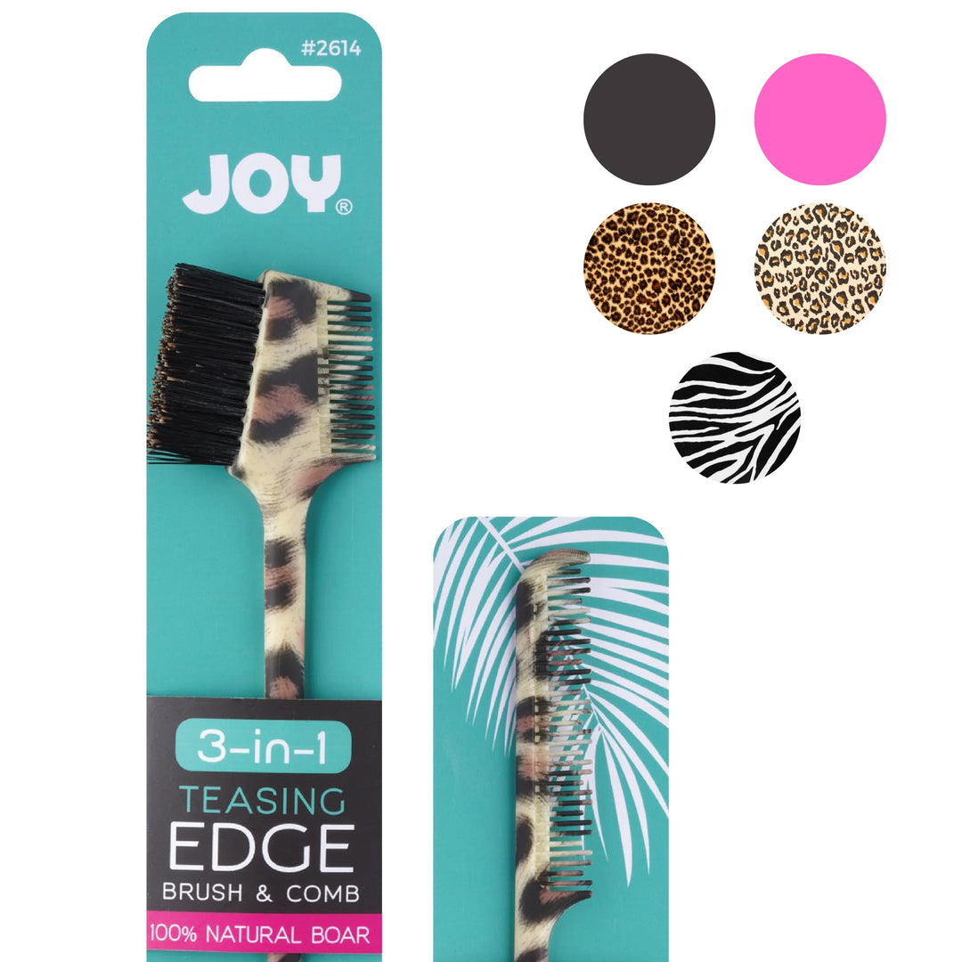 Joy 3-in-1 Teasing Edge Brush & Comb, 1 Count, Assorted Animal Patterns