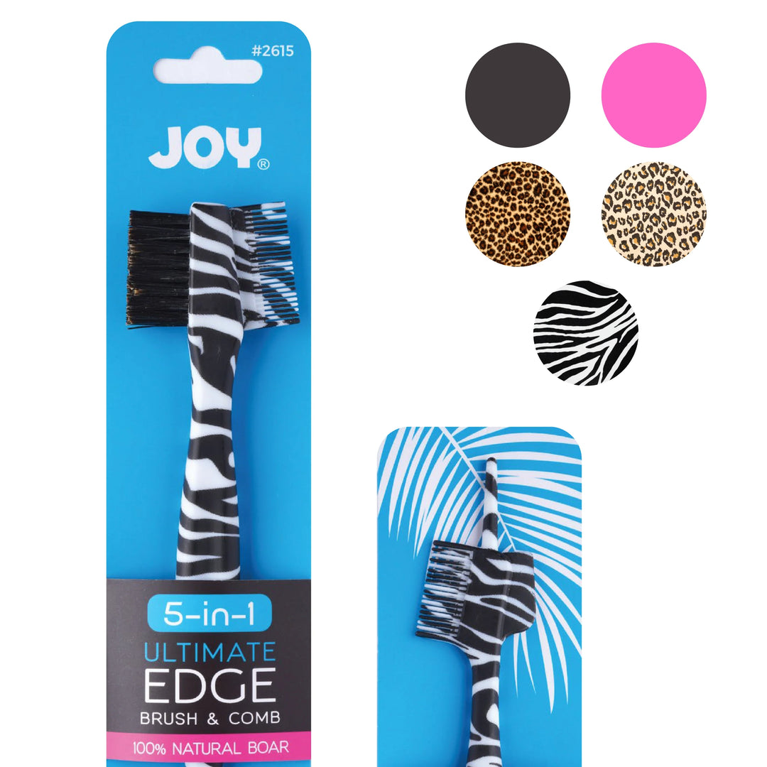 Joy 5-in-1 Ultimate Edge Brush & Comb, 1 Count, Assorted Animal Patterns