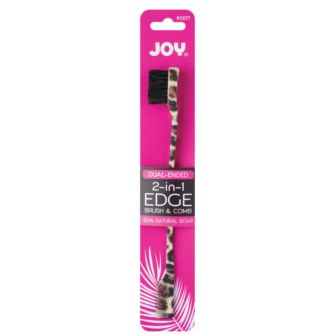 Joy Double-Sided Edge Brush and Comb, 1 Count, Assorted Animal Patterns