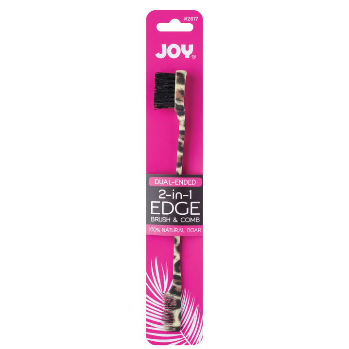 Joy Double-Sided Edge Brush and Comb, 1 Count, Assorted Animal Patterns