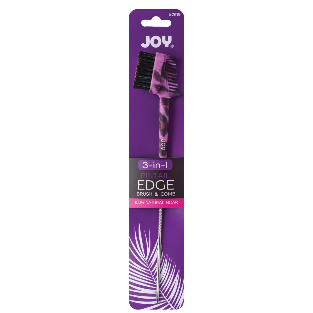 Joy 3-in-1 Pintail Edge Brush & Comb, 1 Count, Assorted Animal Patterns