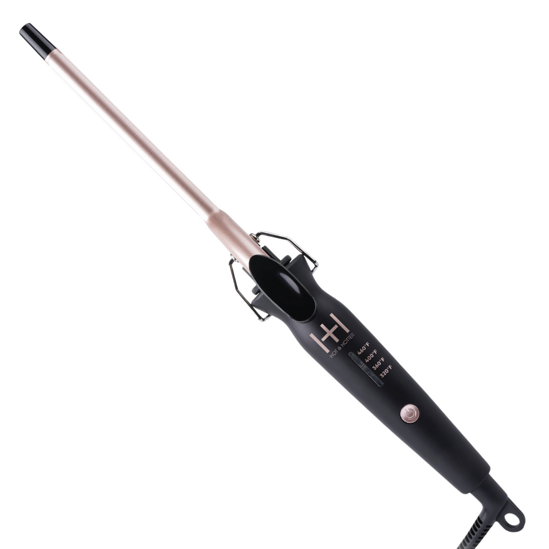 Hot & Hotter Extra Long Ceramic Tourmaline Curling Iron 3/8 Inch, 1 Count, Black & Gold