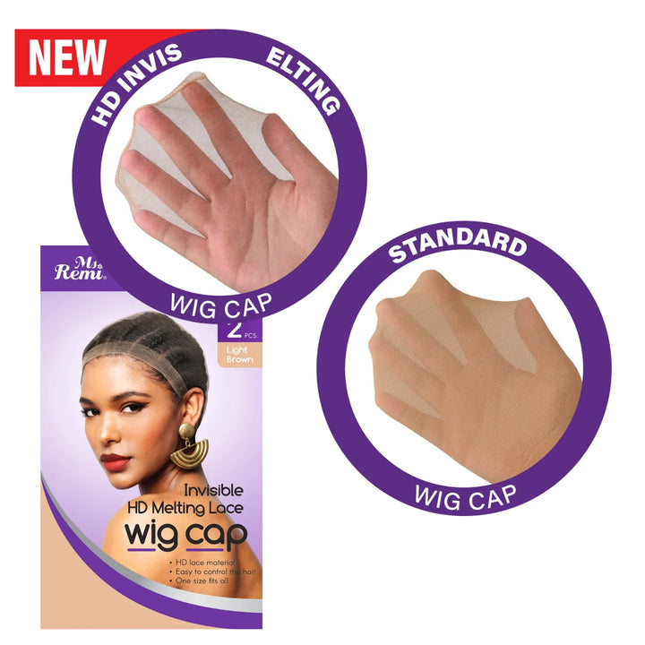 Ms. Remi HD Invisible Melting Wig Cap, 2 Count, Light Brown