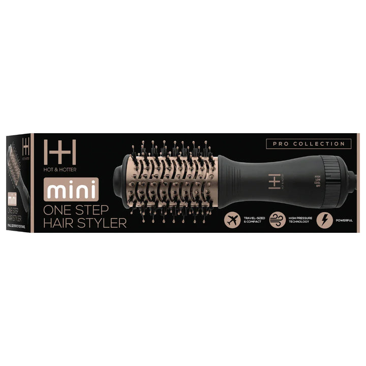 Hot & Hotter Mini One Step Hair Styler Dryer, 1 Count, Black & Rose Gold