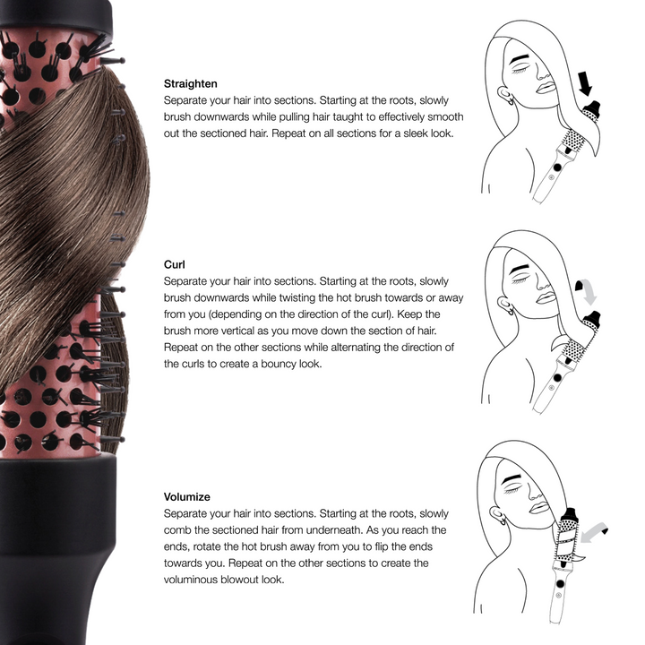 Hot & Hotter Tourmaline Ceramic Hot Styling Brush 1 1/4 Inch, 1 Count, Black