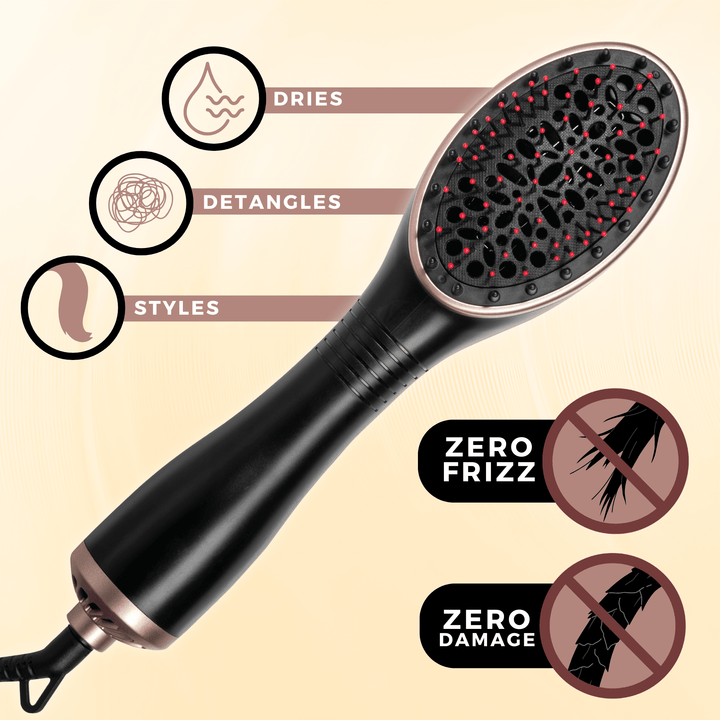 Hot & Hotter 2-in-1 Ceramic Hair Styler & Dryer, 1 Count, Black & Gold