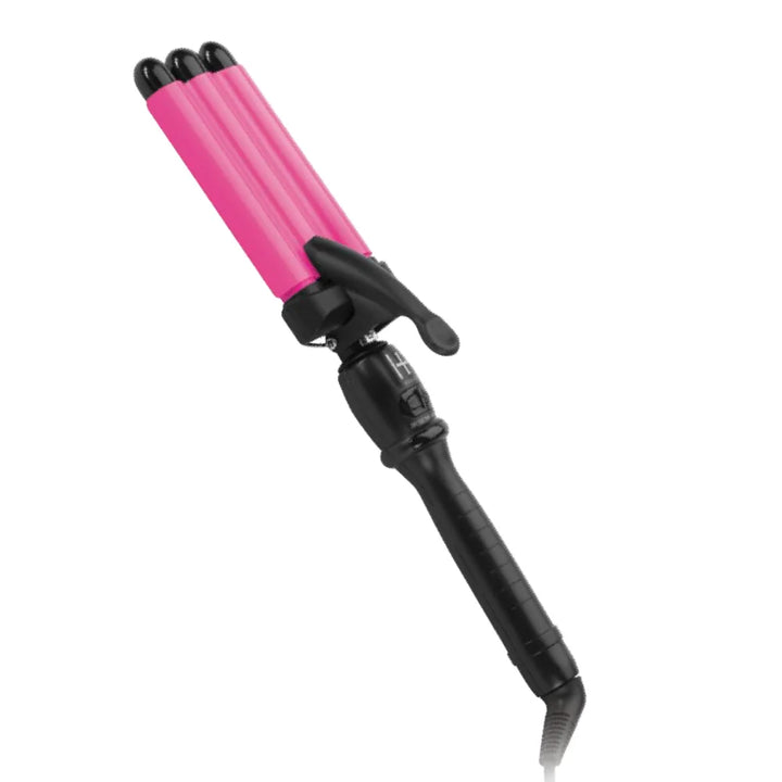 Hot & Hotter 3 Barrel Waver Curling Iron 3/4 Inch, 1 Count, Black & Pink