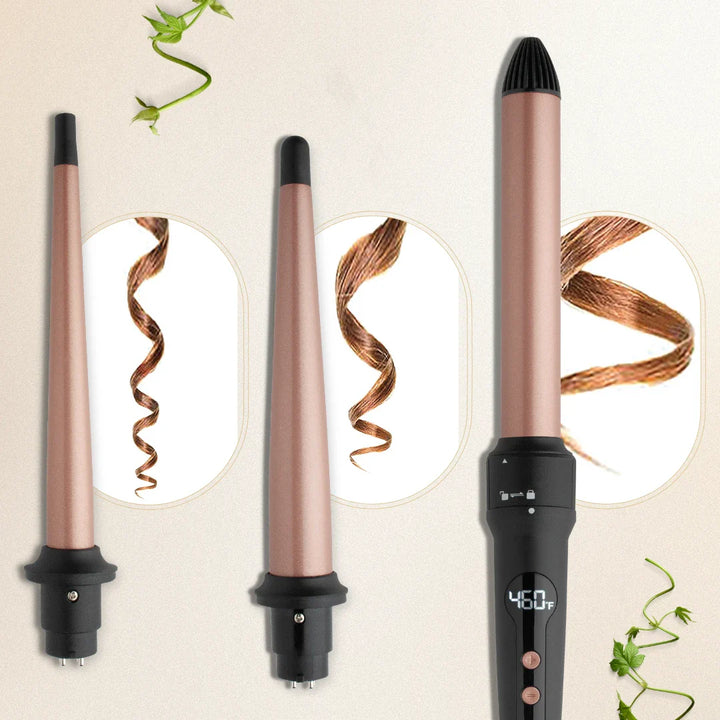Hot & Hotter 3 in 1 Interchangeable Digital Curling Wand Set, 1 Count, Black & Rose Gold