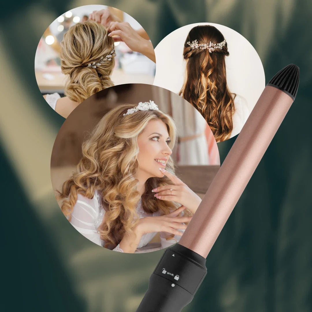 Hot & Hotter 3 in 1 Interchangeable Digital Curling Wand Set, 1 Count, Black & Rose Gold