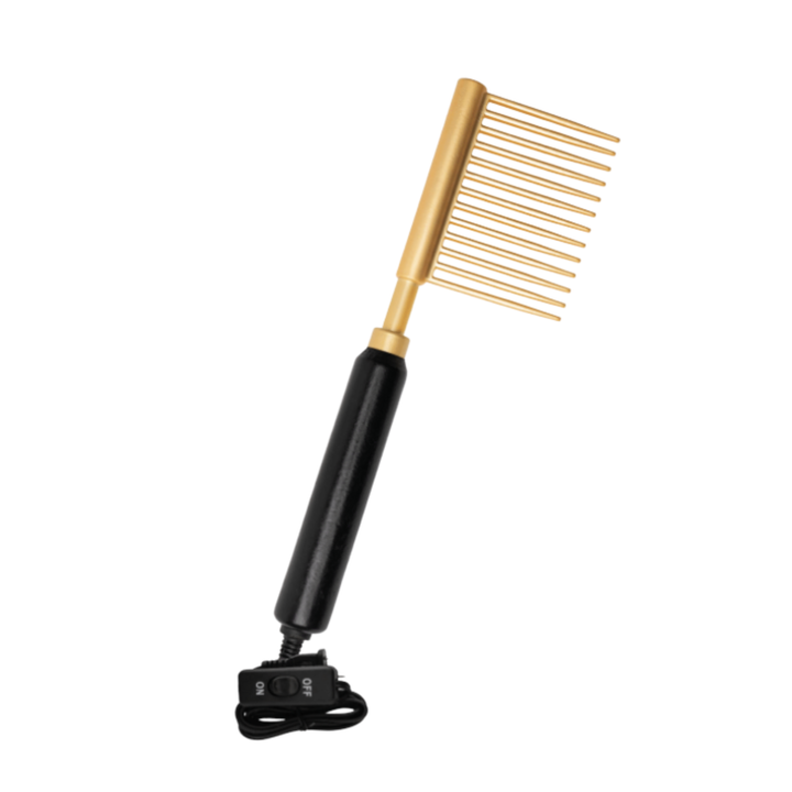 Hot & Hotter Ceramic Hot Rake Comb & Pik, 1 Count, Black & Gold